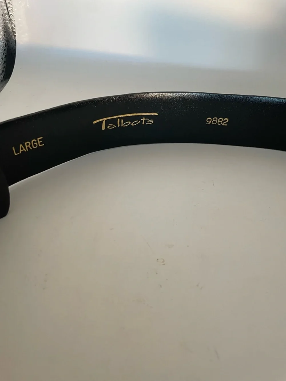 Talbots Black Textured Leather Belt with Gold Buckle